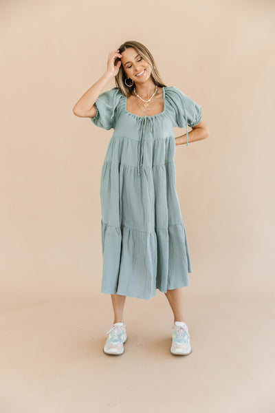 Steal The Show Midi Dress // Faded Teal